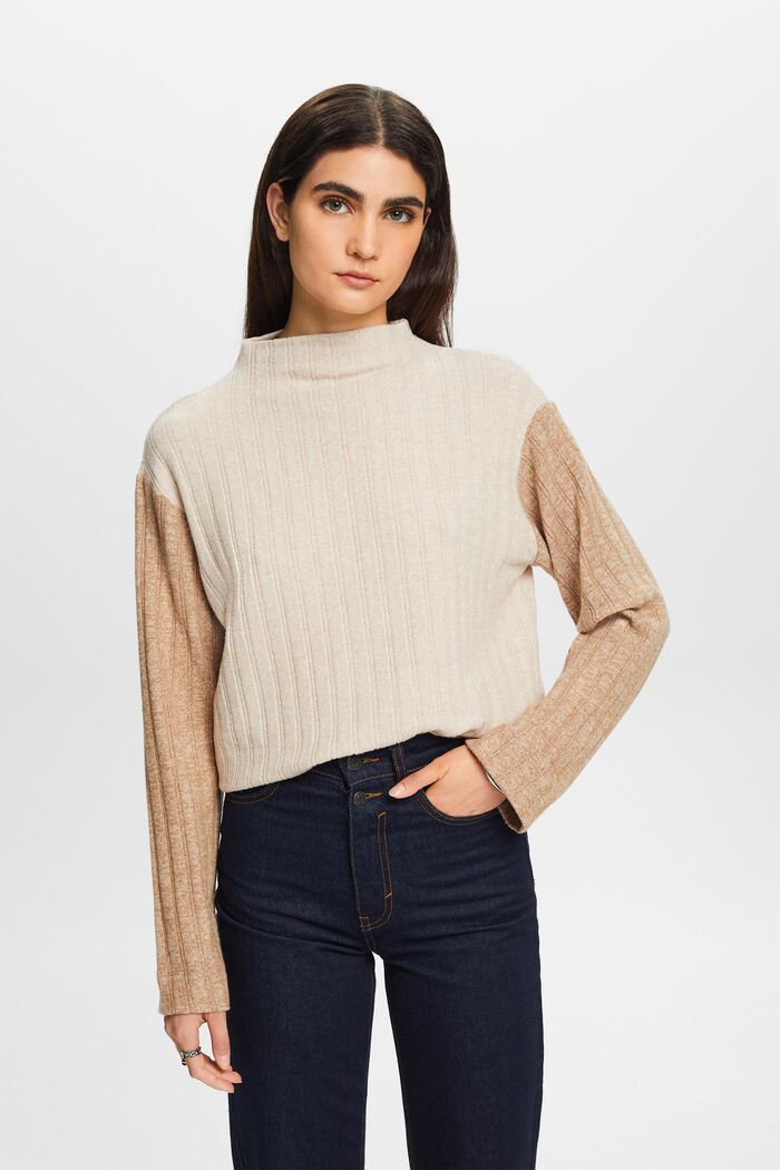 Weich aufgerautes Stehkragen-Longsleeve