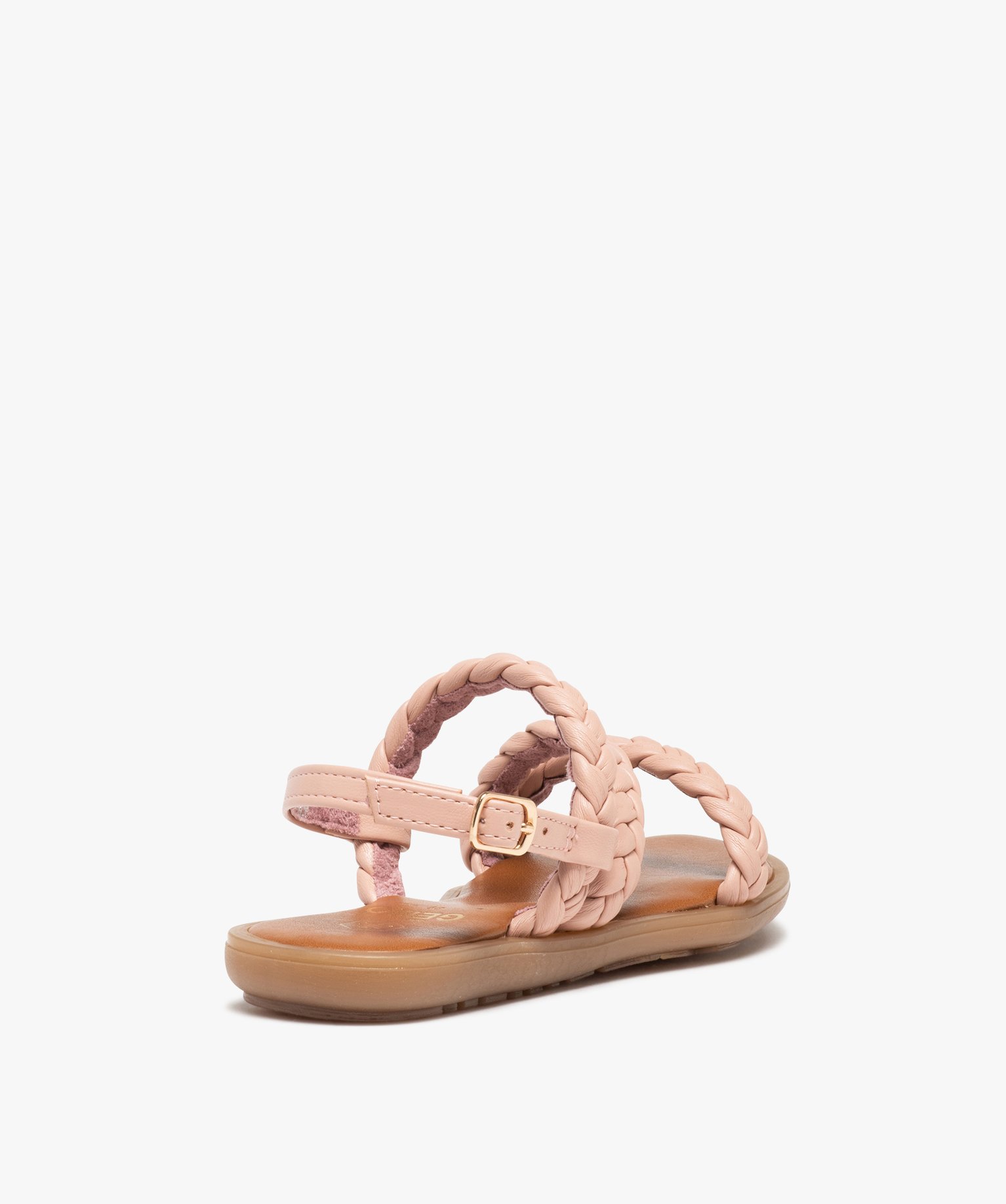 Nu-pieds fille à brides tressées unies rose | GEMO