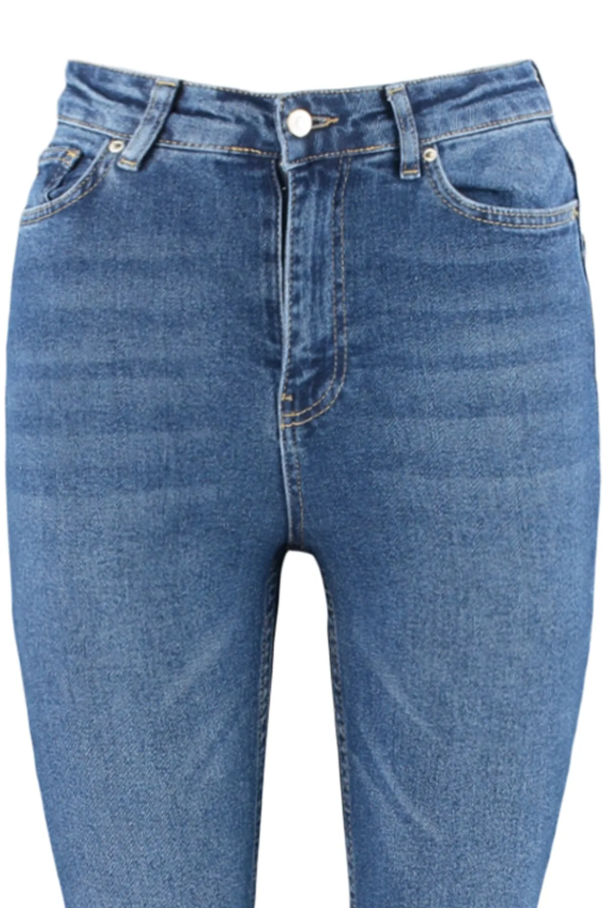 Trendyol Collection  Dunkelblaue Schlagjeans mit hoher Taille TWOSS23JE00063