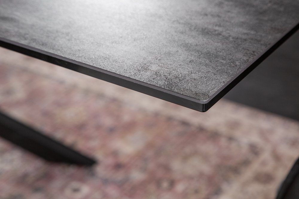 riess-ambiente Esstisch EUPHORIA 180-220-260cm grau / schwarz (Einzelartikel, 1-St), Keramik · ausziehbar · Lava-Optik · Industrial Design