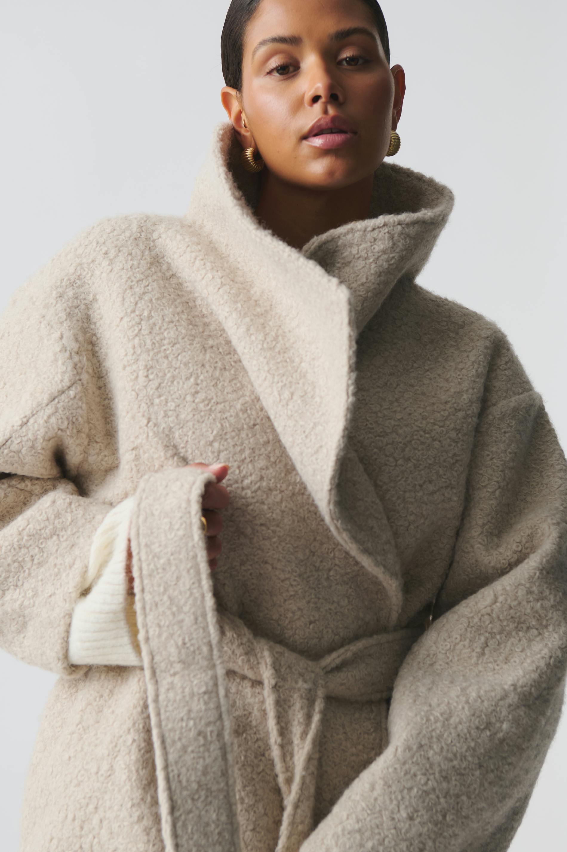 Soft boucle long coat
