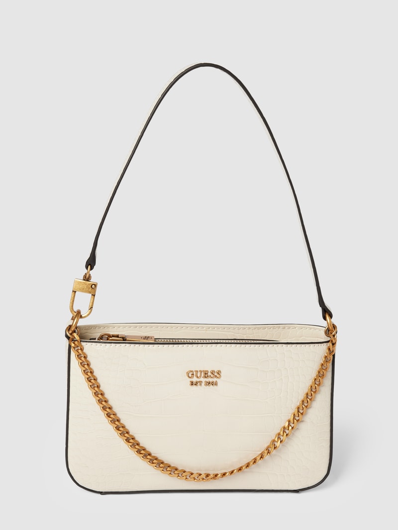 Handtasche mit Label-Applikation Modell 'KATEY' in ecru