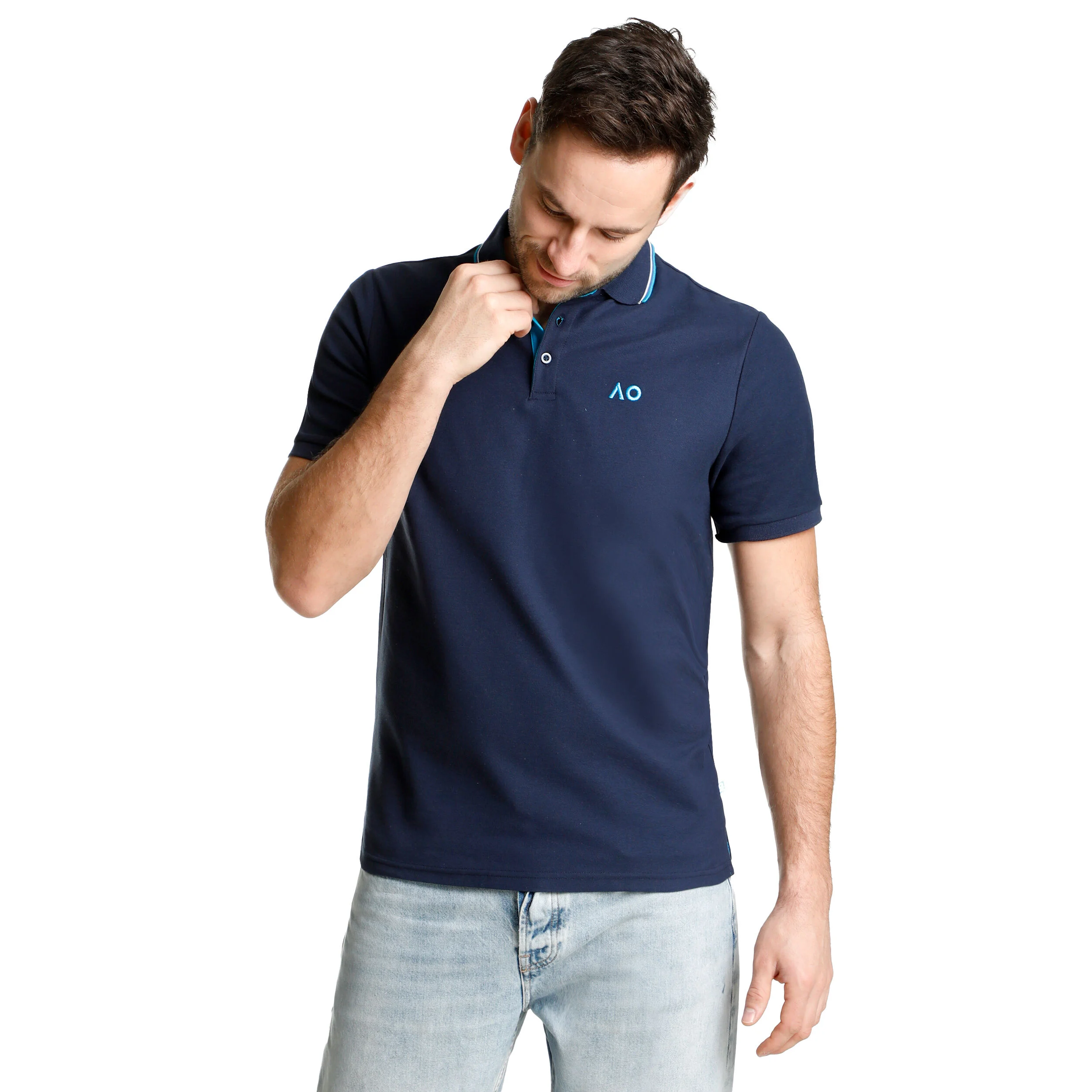 AO Player Polo Herren - Dunkelblau, Blau