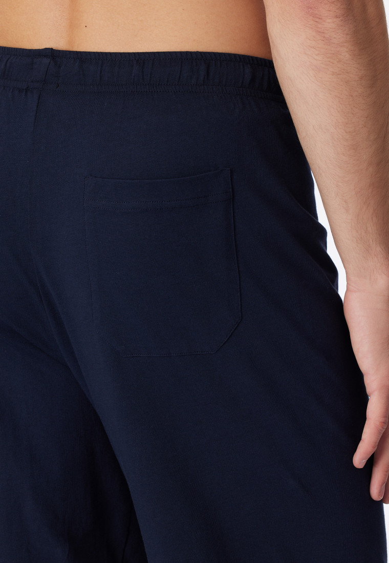 Schlafanzug lang dunkelblau-weiß geringelt - Dark Sapphire