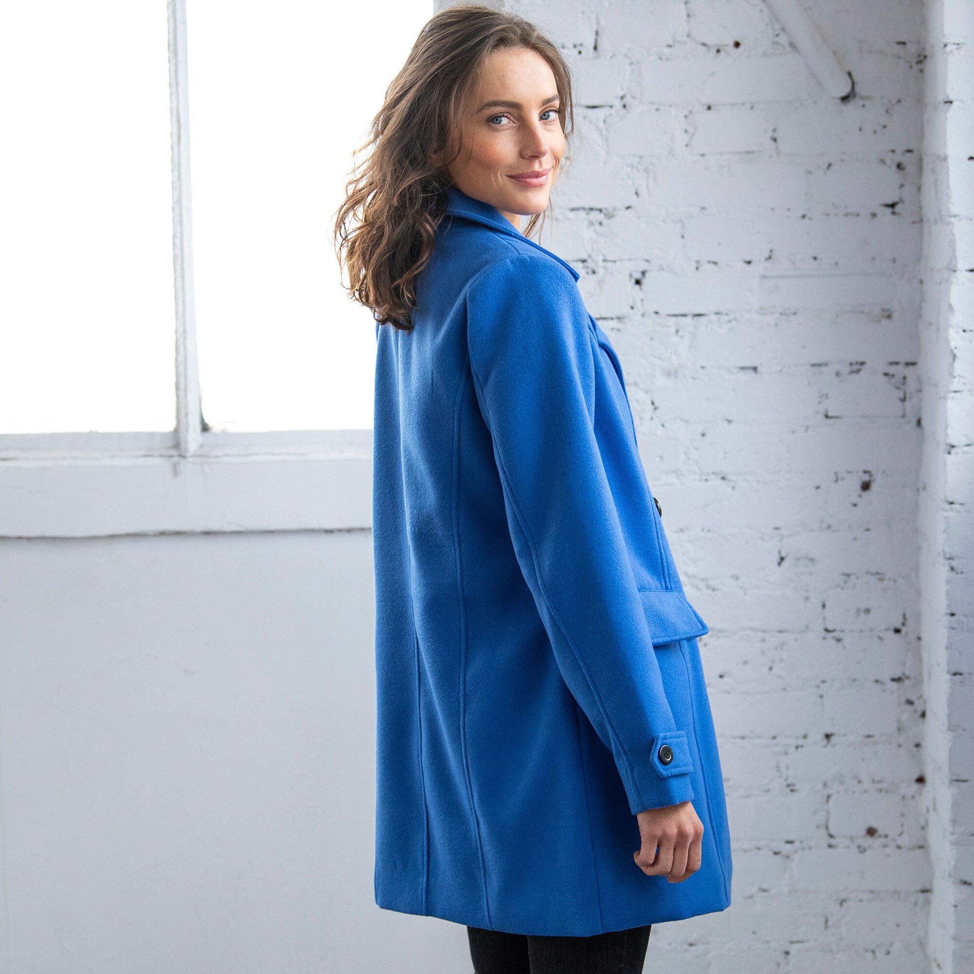 Manteau caban aspect drap de laine