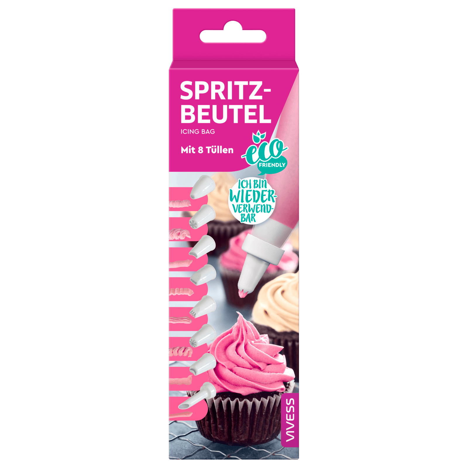 Vivess Spritzbeutel mit 8 Tüllen 1 Packung