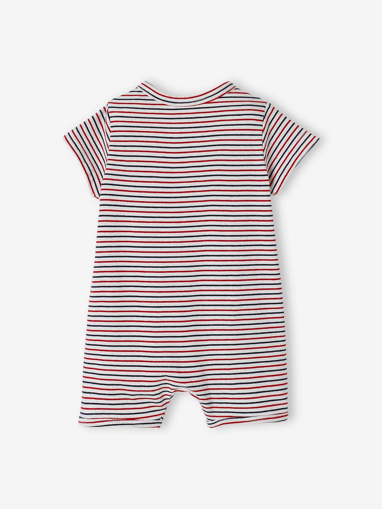 Vertbaudet 2er-Pack Jungen Baby Kurzoveralls Oeko-Tex - pack wollweiß