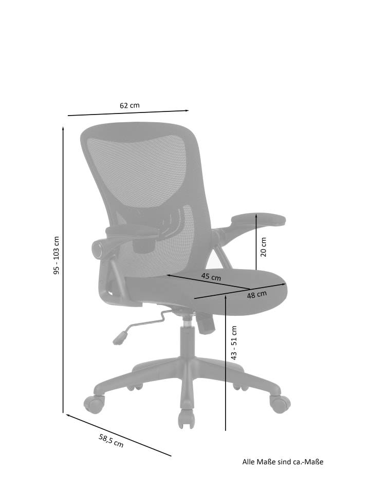 byLiving Bürostuhl FLEX in Schwarz günstig kaufen onesize
