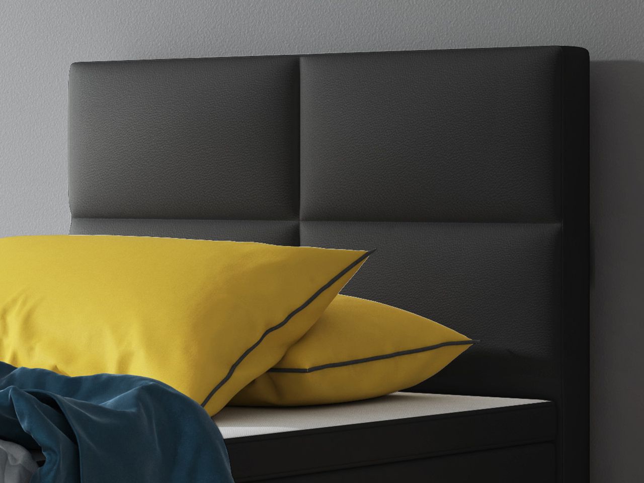 IHG Boxspringbett Miami 90x200 cm Kunstleder Schwarz