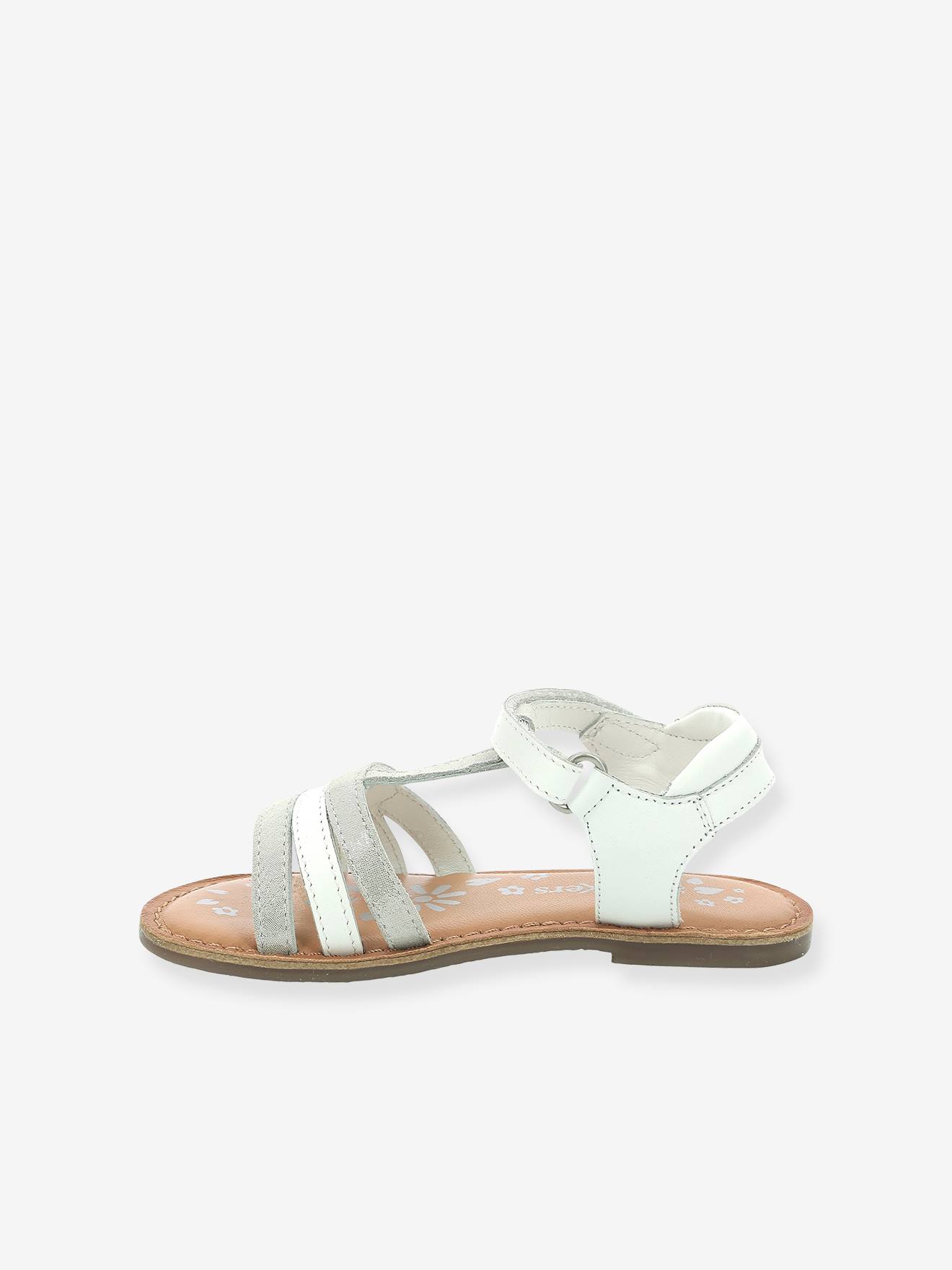 Sandales cuir fille Diamanto Diva KICKERS® blanc argent
