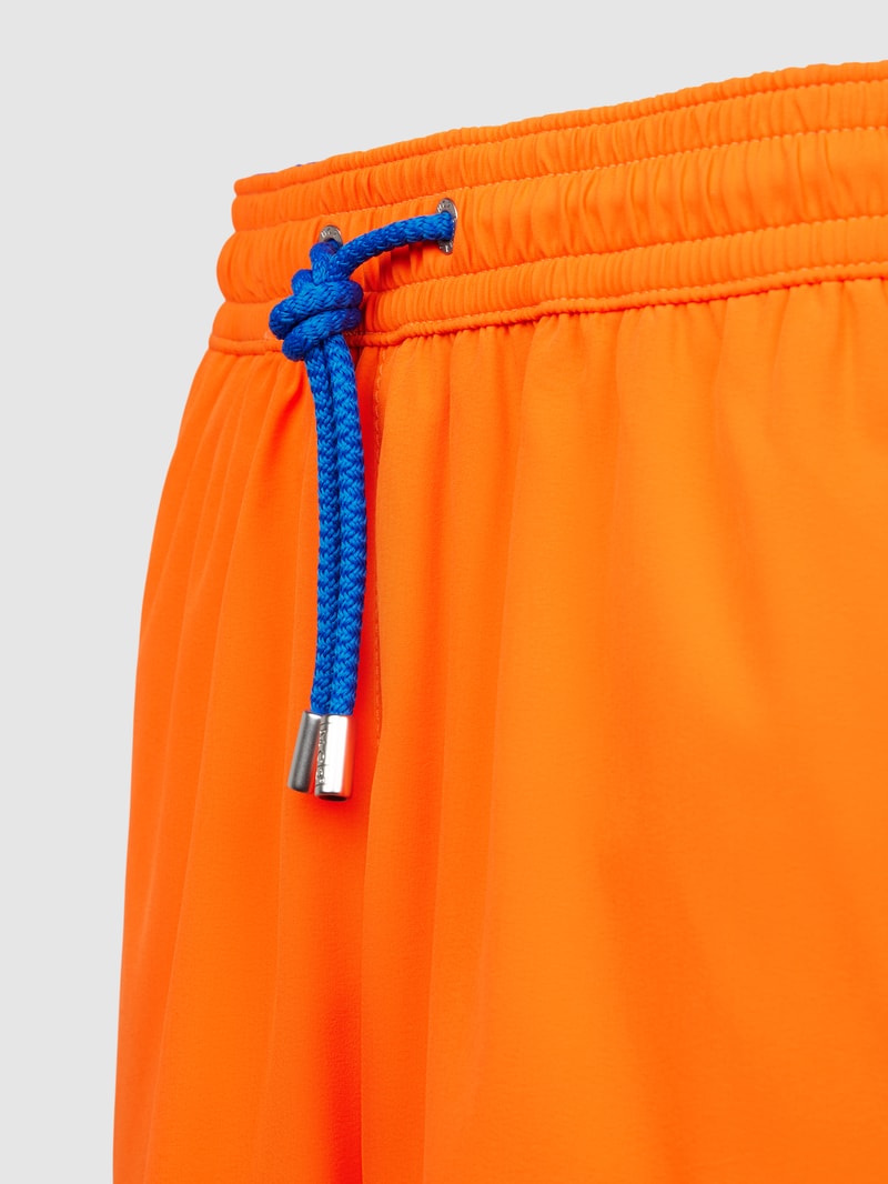 Badehose mit Label-Stitching Modell 'COMFORT' in neon orange