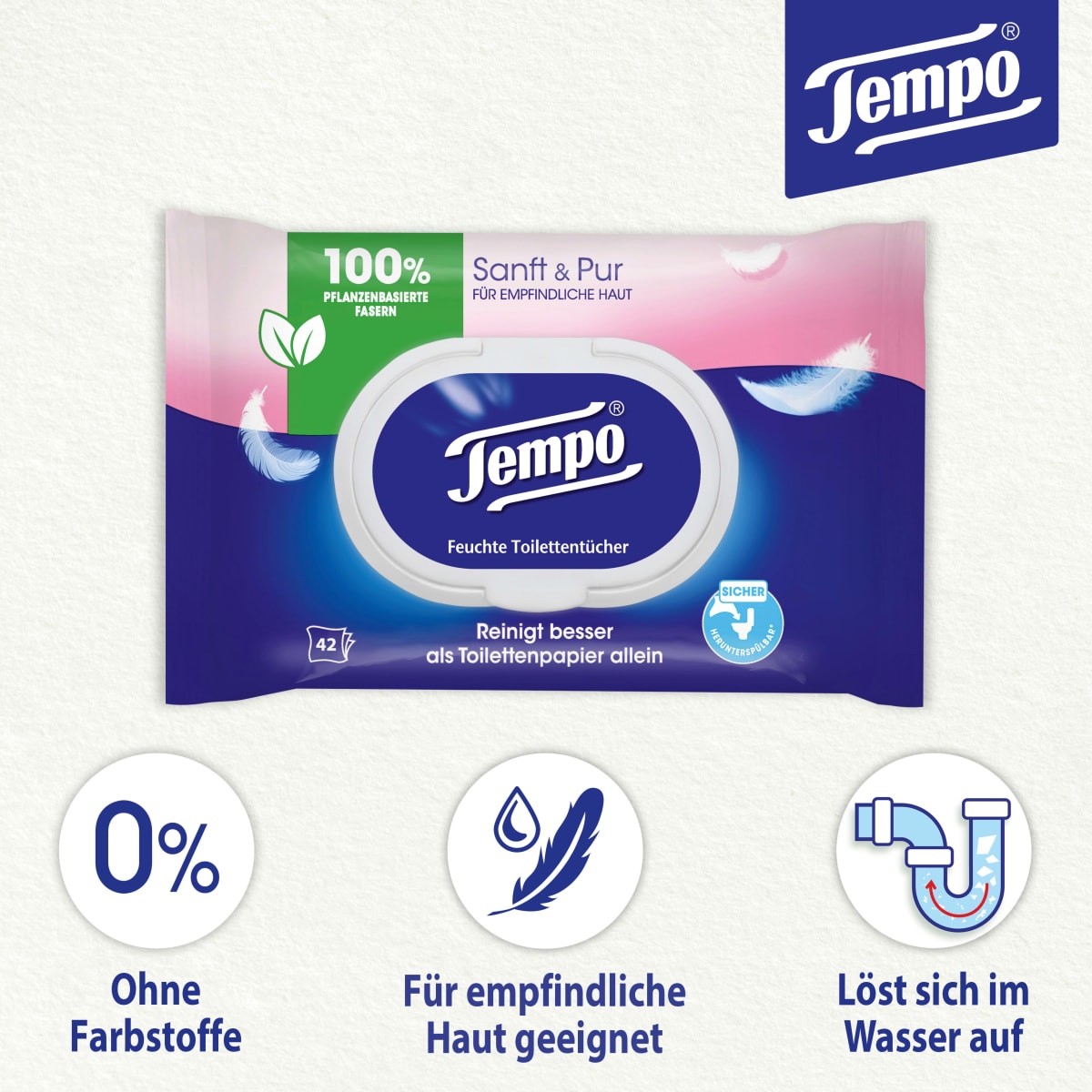 Feuchtes Toilettenpapier sanft & pur (2x42 St), 84 St