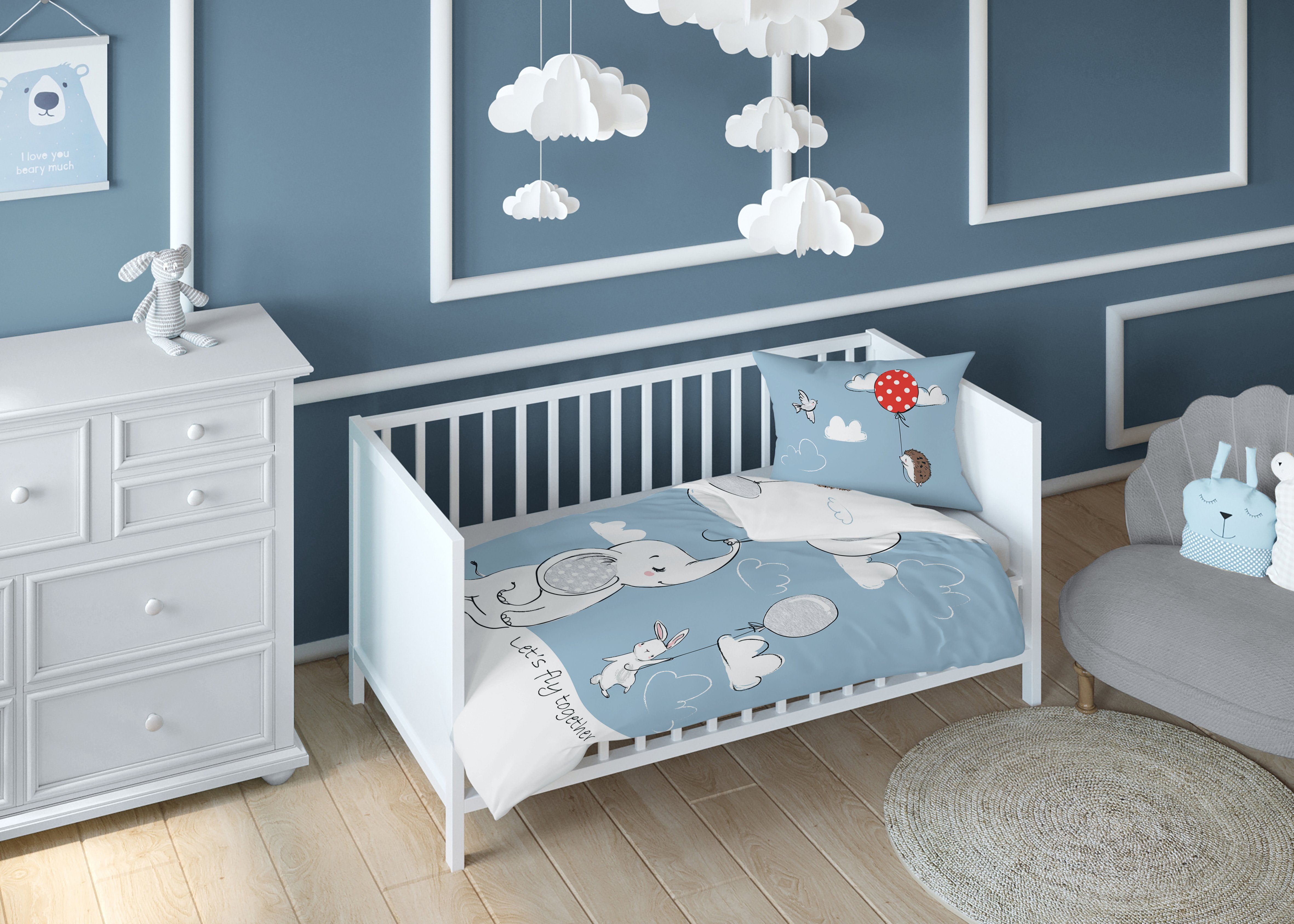 Babybettwäsche Wendebettwäsche Set Elefant 2tlg. 100% Baumwolle 100x135 cm + 40x60 cm, Häßler Homefashion, Baumwolle, 2 teilig