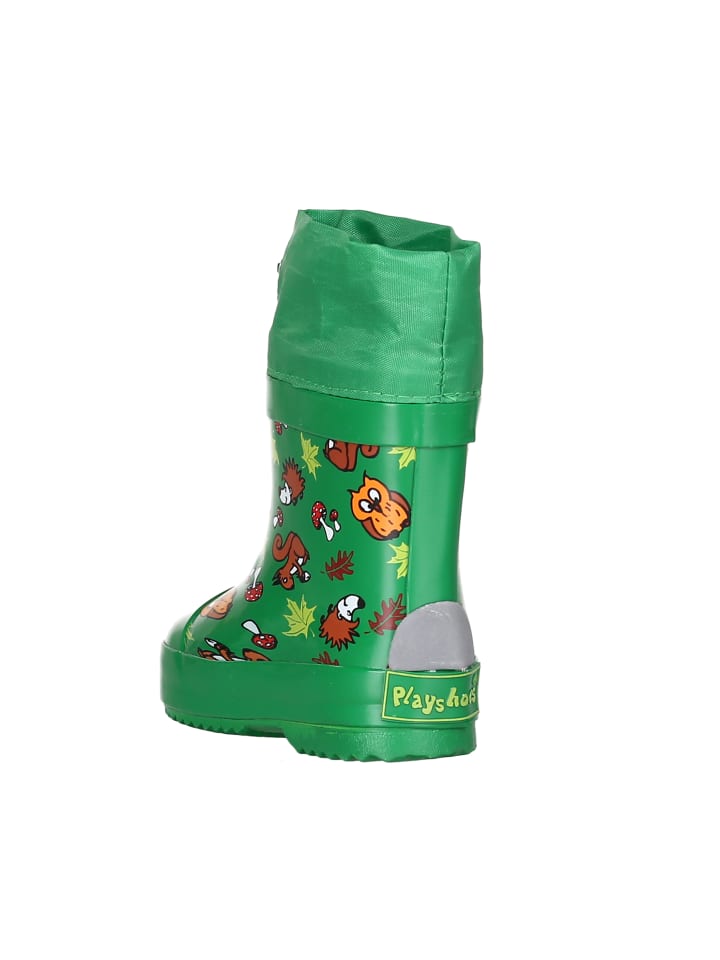 Playshoes Gummistiefel Halbschaft Waldtiere gefüttert in Grün günstig kaufen