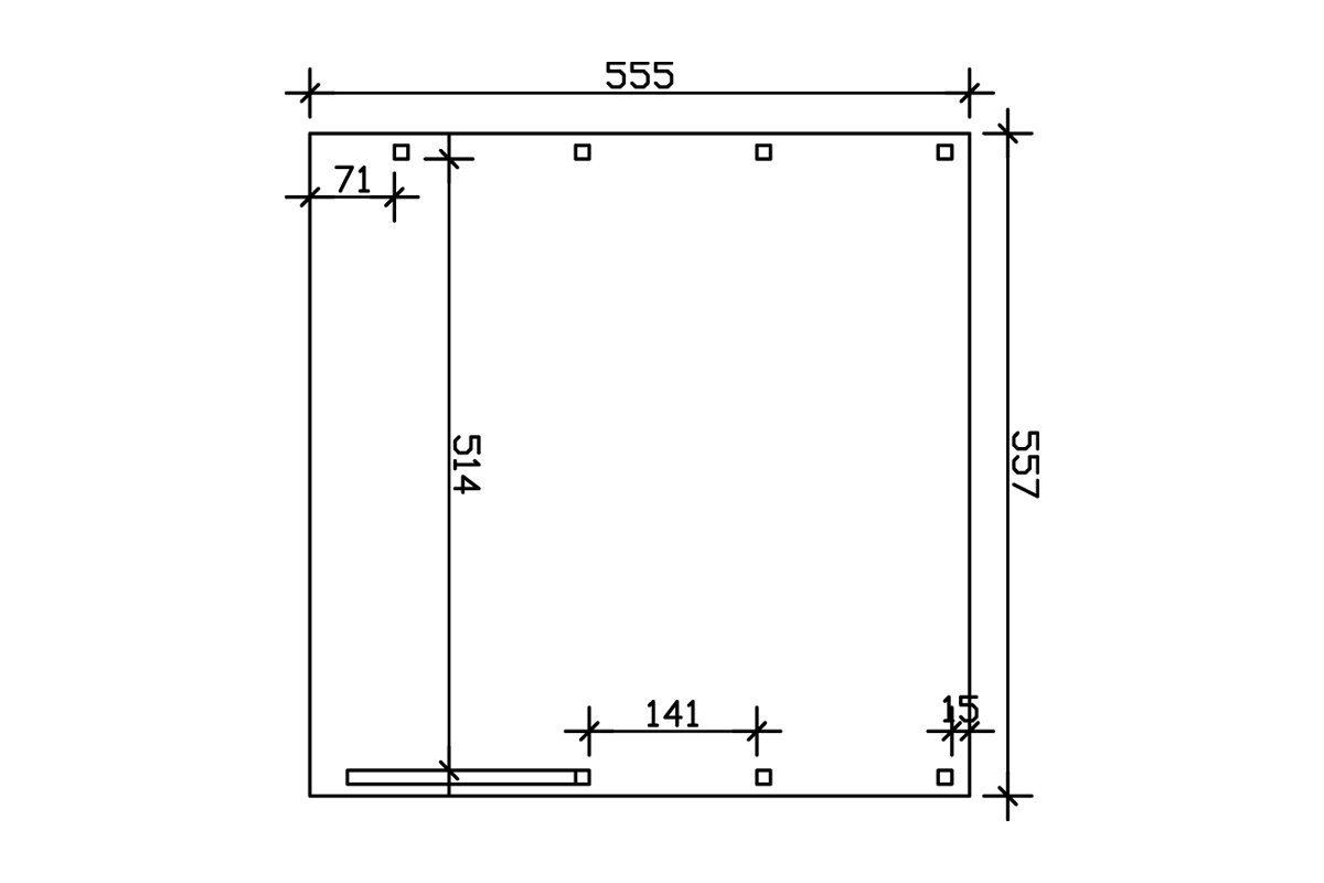 Skanholz Doppelcarport Friesland Set 7, BxT: 557x555 cm, 221 cm Einfahrtshöhe