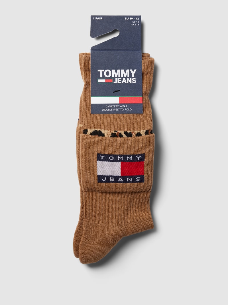 Socken mit Label-Details Modell 'Fold' in camel
