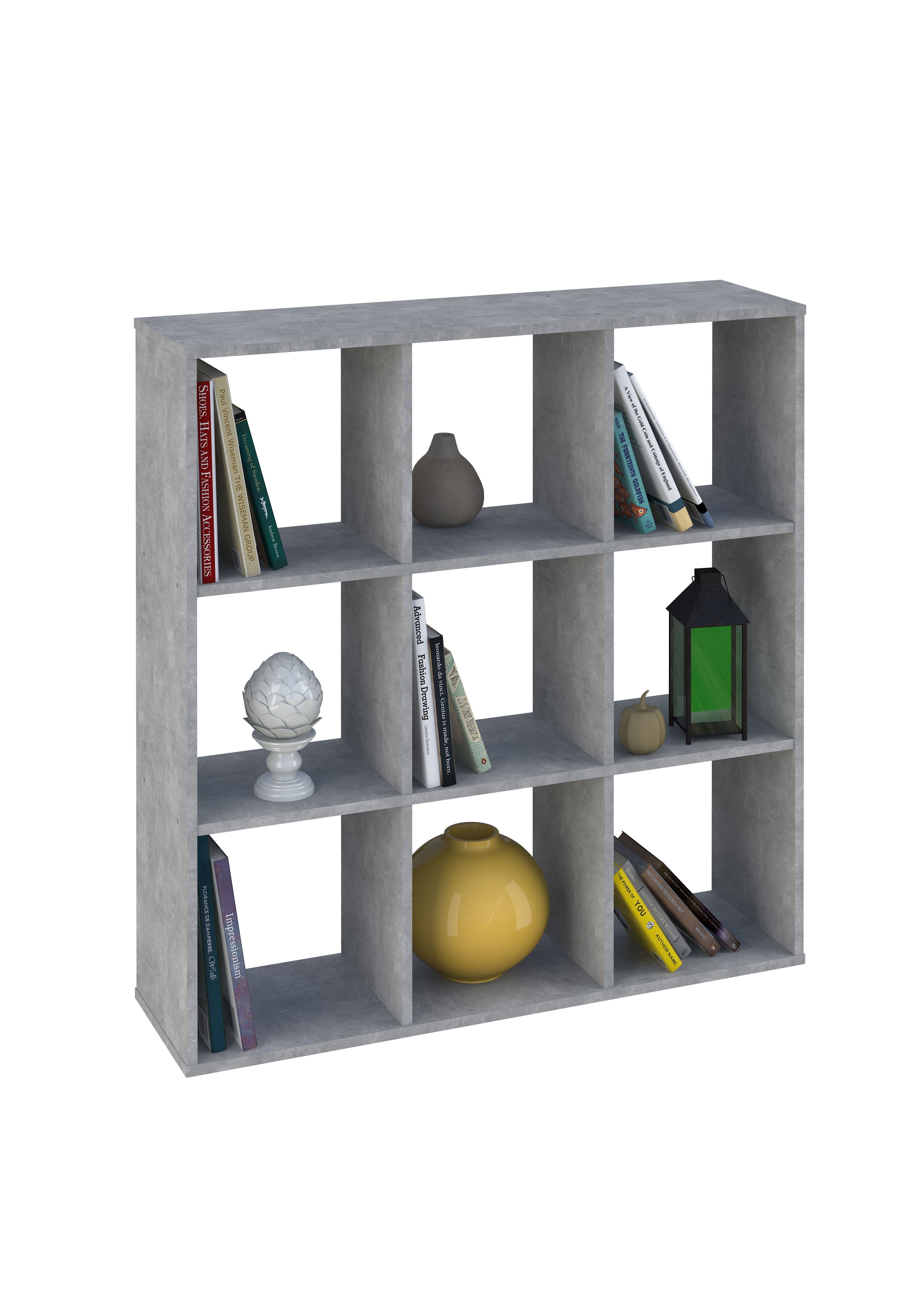 Polini Home Raumteilerregal Polini Home Raumteiler Bücherregal Raumtrenner Regal grau 9 Fächer