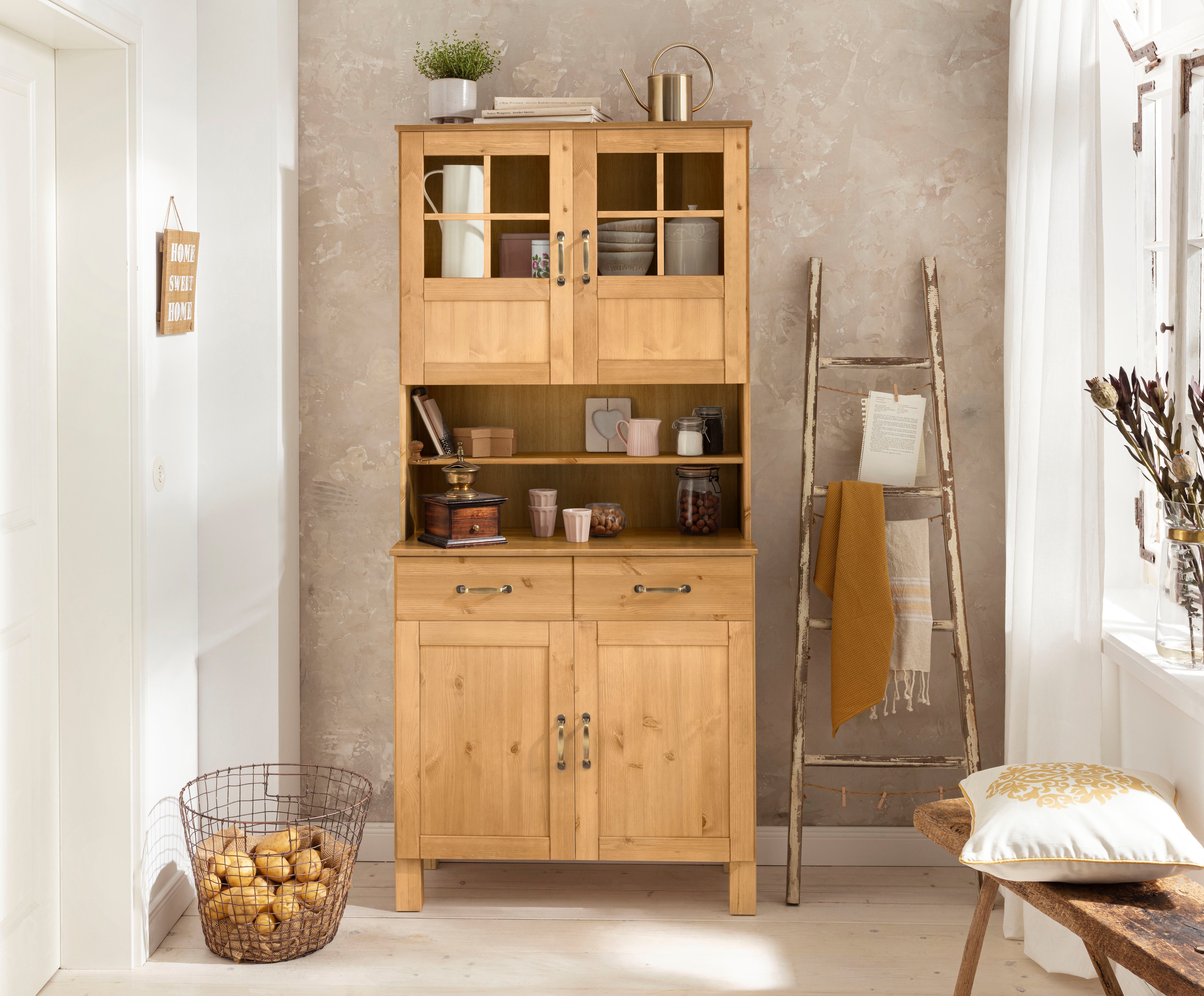 Home affaire Küchenbuffet Alby Breite 85 cm, 2 Glastüren