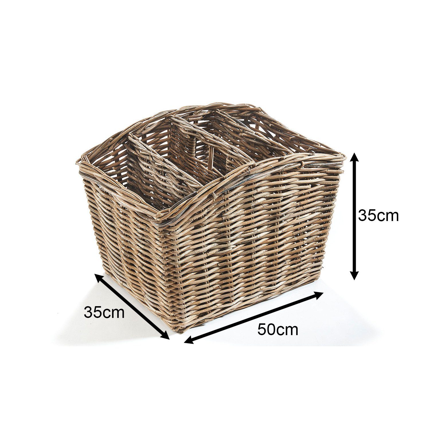 Kobolo Zeitungsständer Magazinsammler aus Rattan - kubu grey - 4 Fächer