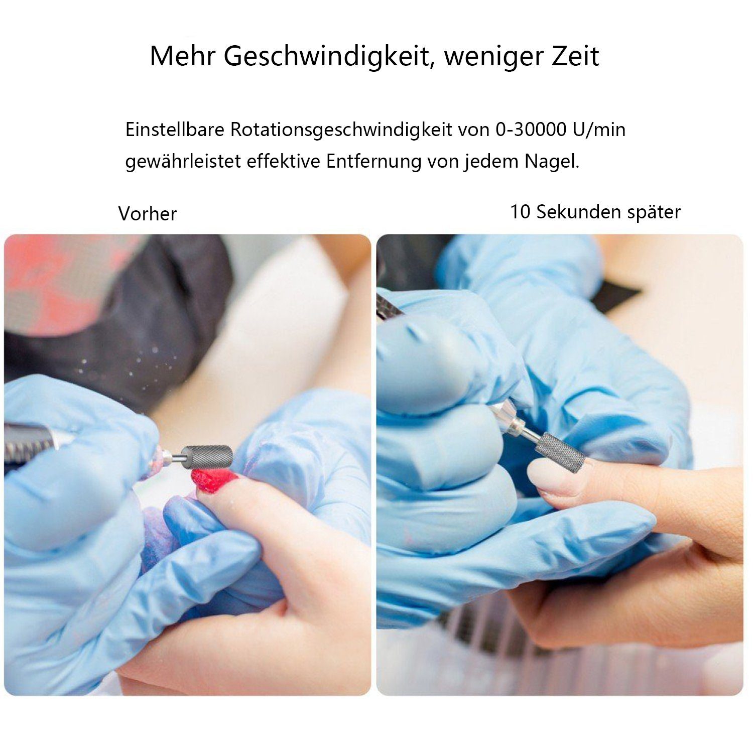 JSDA Maniküre-Pediküre-Set, Nagelfräser 30000 U/min 35W inkl.4 Bits