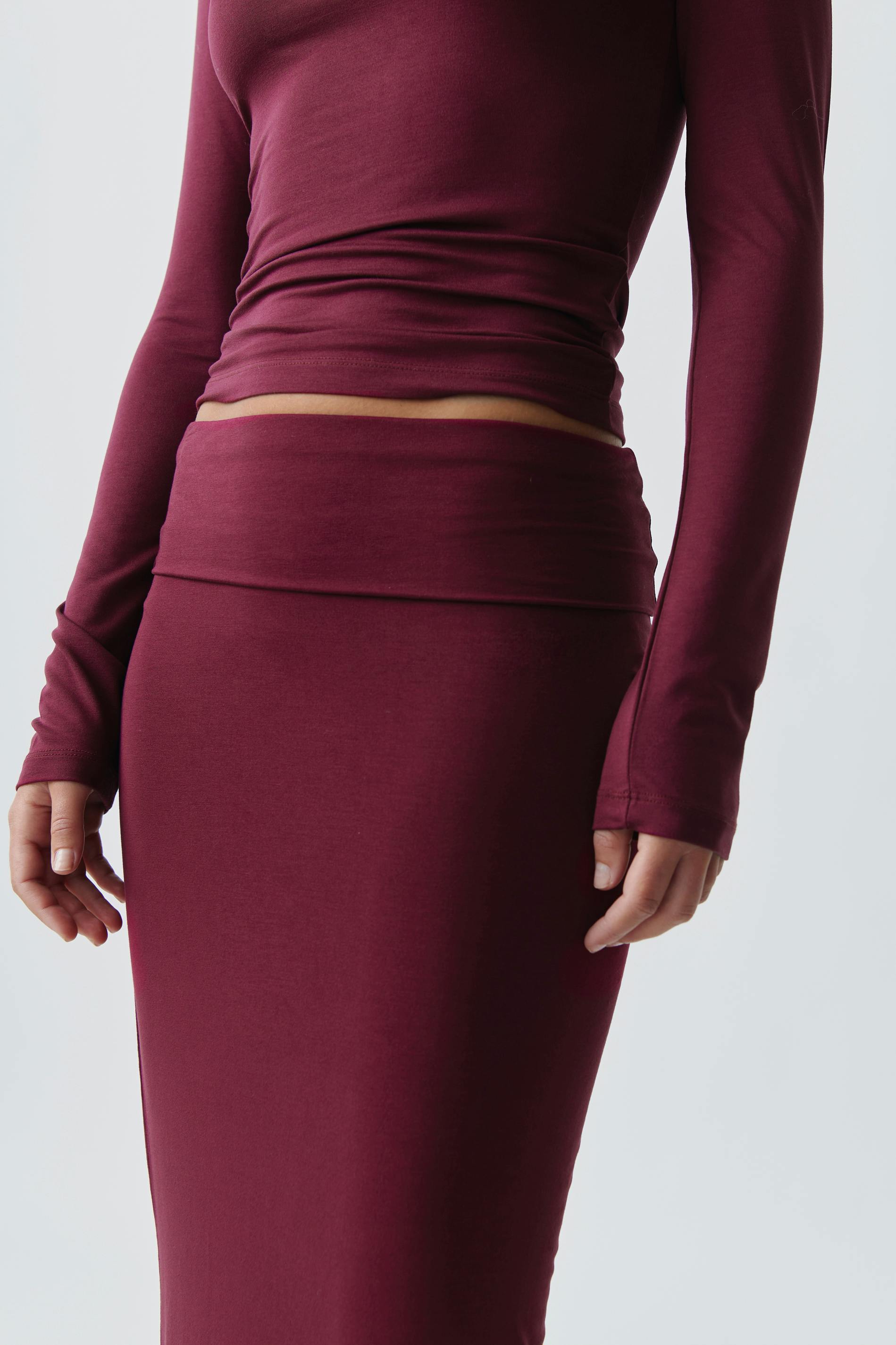 Soft touch folded maxi skirt