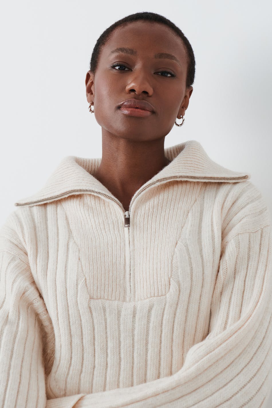 Knitted zip sweater