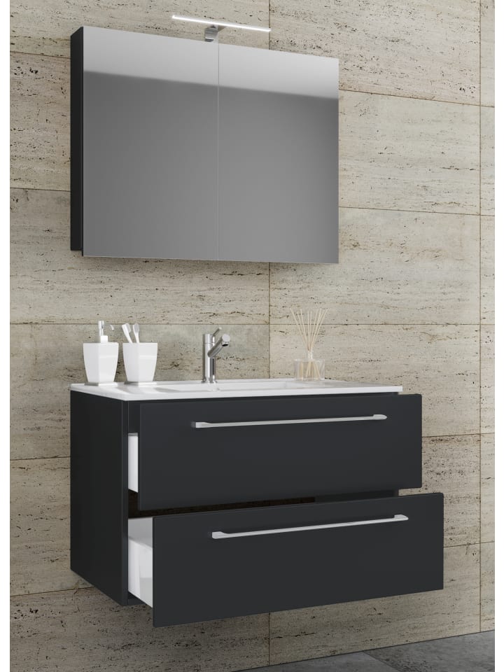VCM  3-tlg. Waschplatz Waschtisch Badinos Schublade SP in Schwarz günstig kaufen