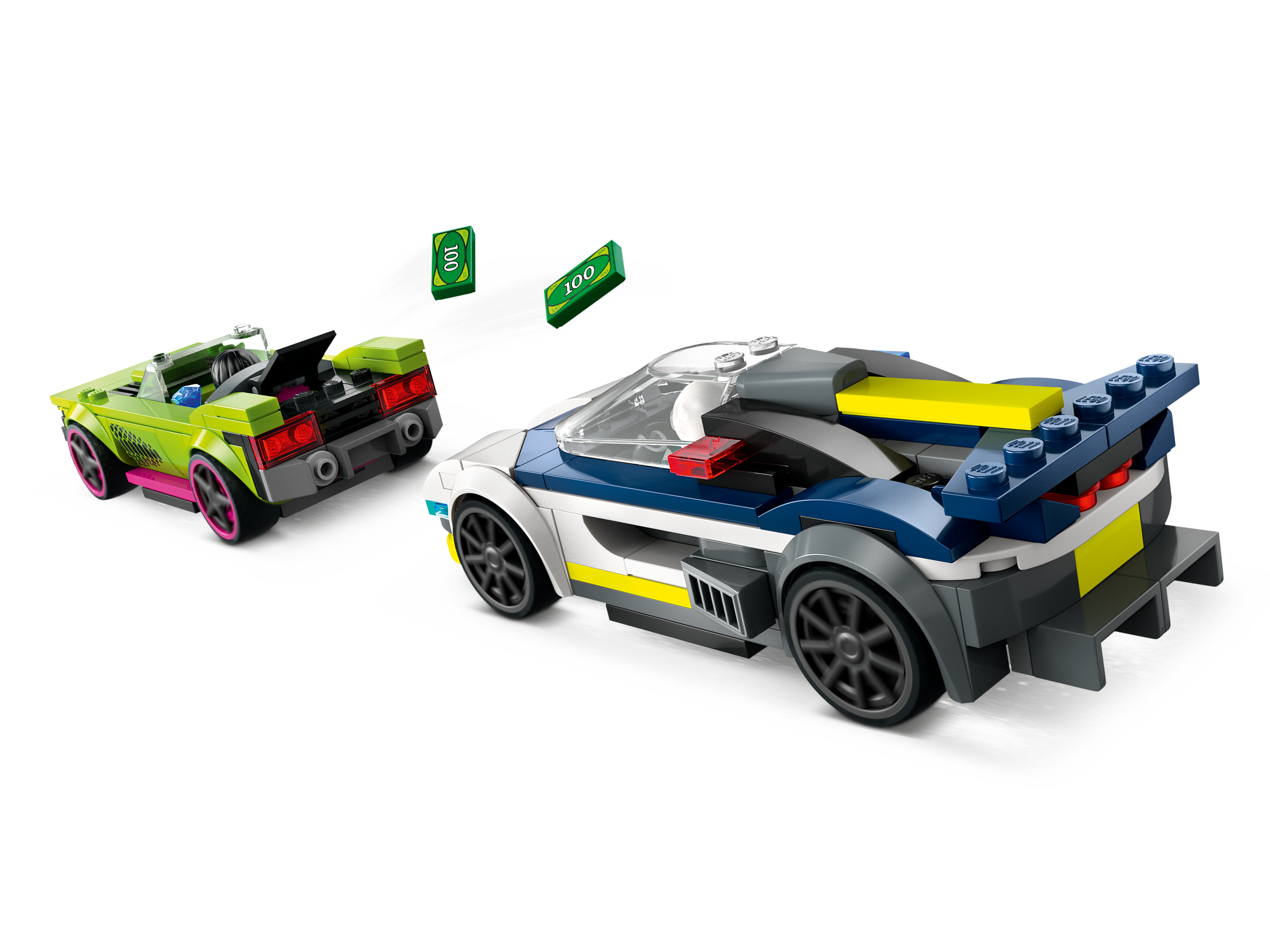 Verfolgungsjagd mit Polizeiauto und Muscle Car 60415