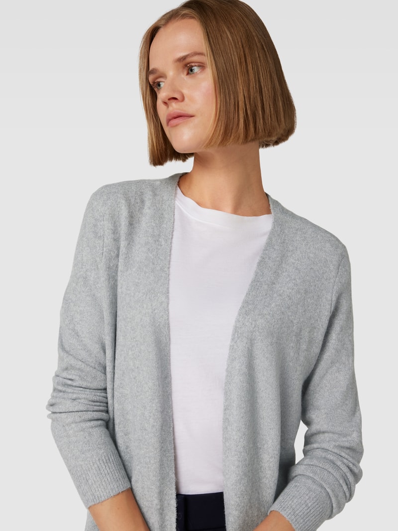 Cardigan mit aufgesetzten Eingrifftaschen Modell 'DOFFY' in hellgrau meliert
