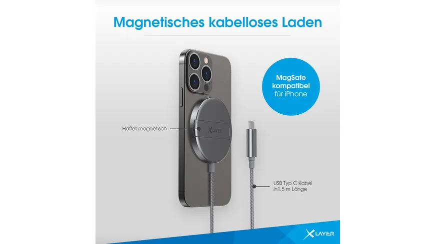 XLayer MagFix Pro Wireless Charging Stand magnetisch 15W Space Grey