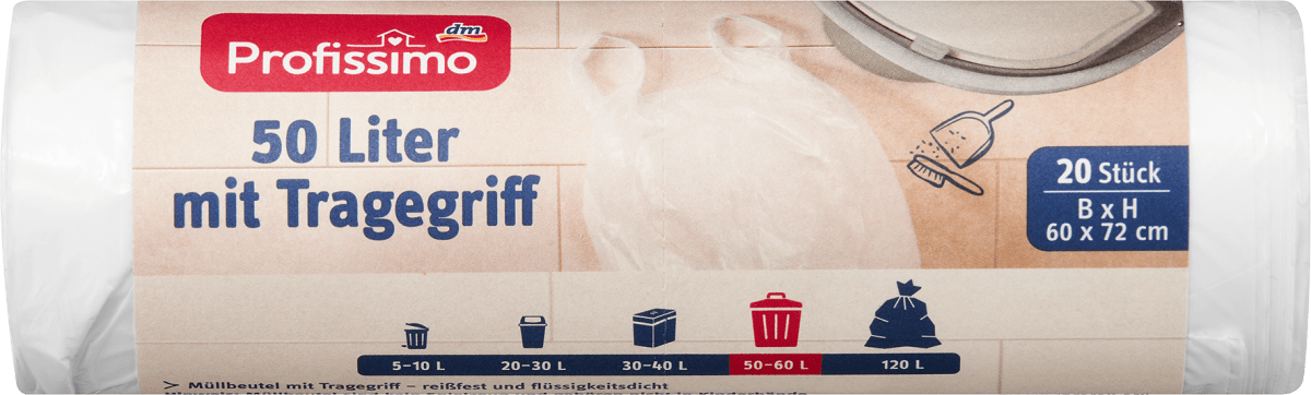 Müllbeutel 50 l mit Tragegriff, 20 St