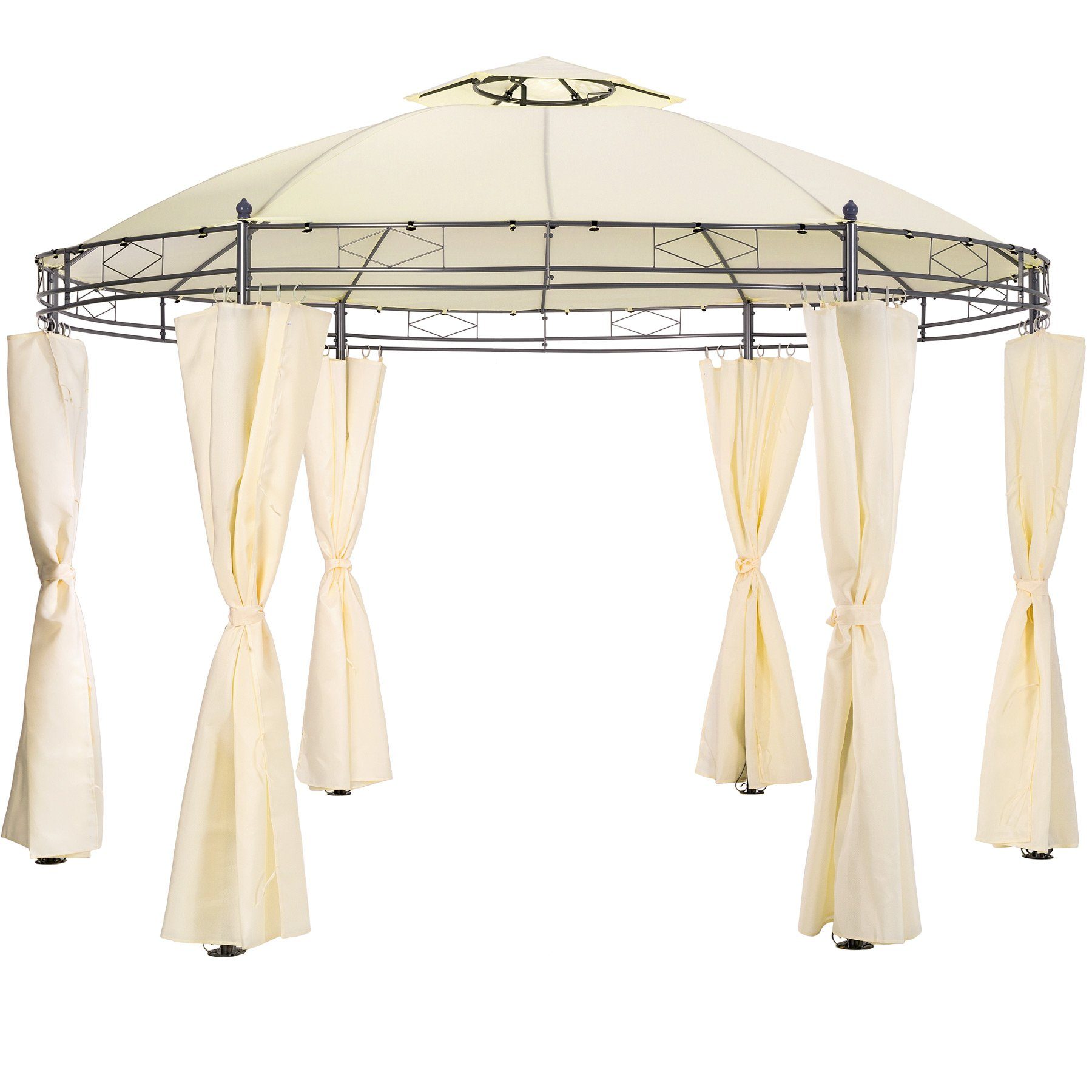 tectake Pavillon Siana, mit 6 Seitenteilen, (Set inkl. Seitenteile), Verstellbare Höhe