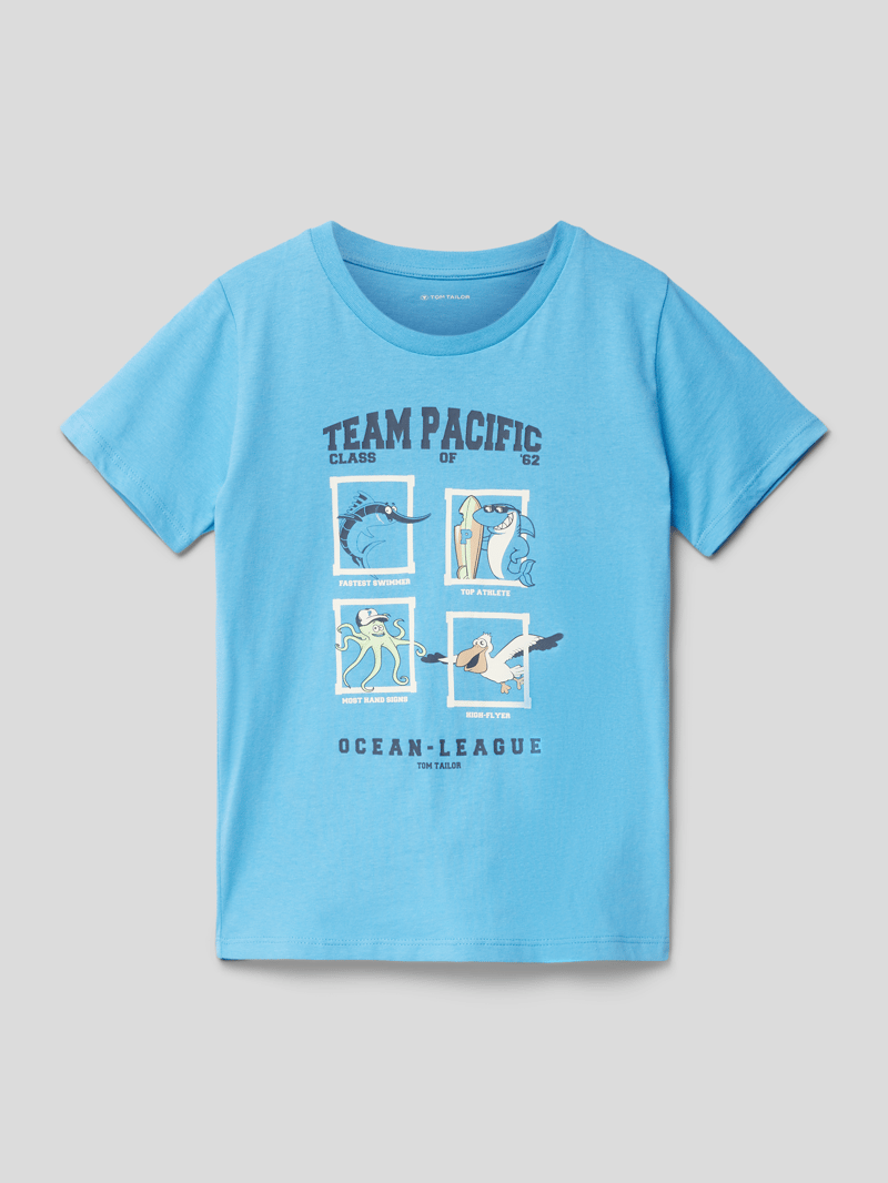 T-Shirt mit Motiv-Print in blau