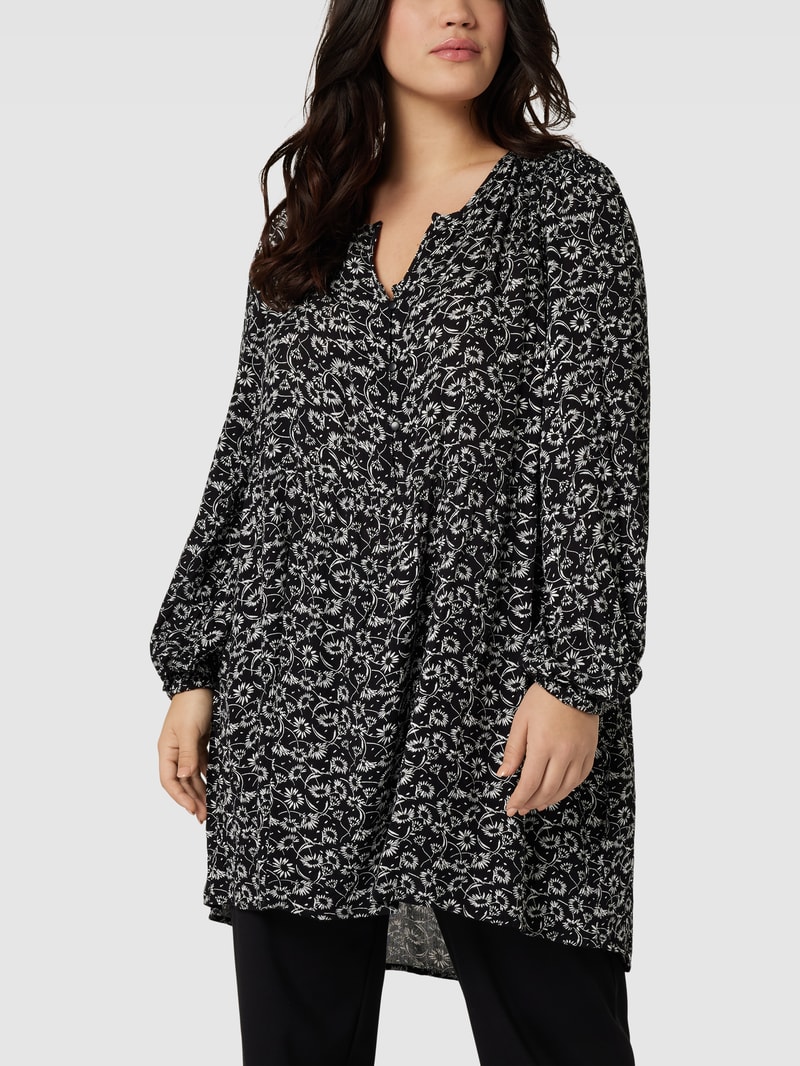 Blusenshirt mit Allover-Muster Modell 'Riona' in schwarz