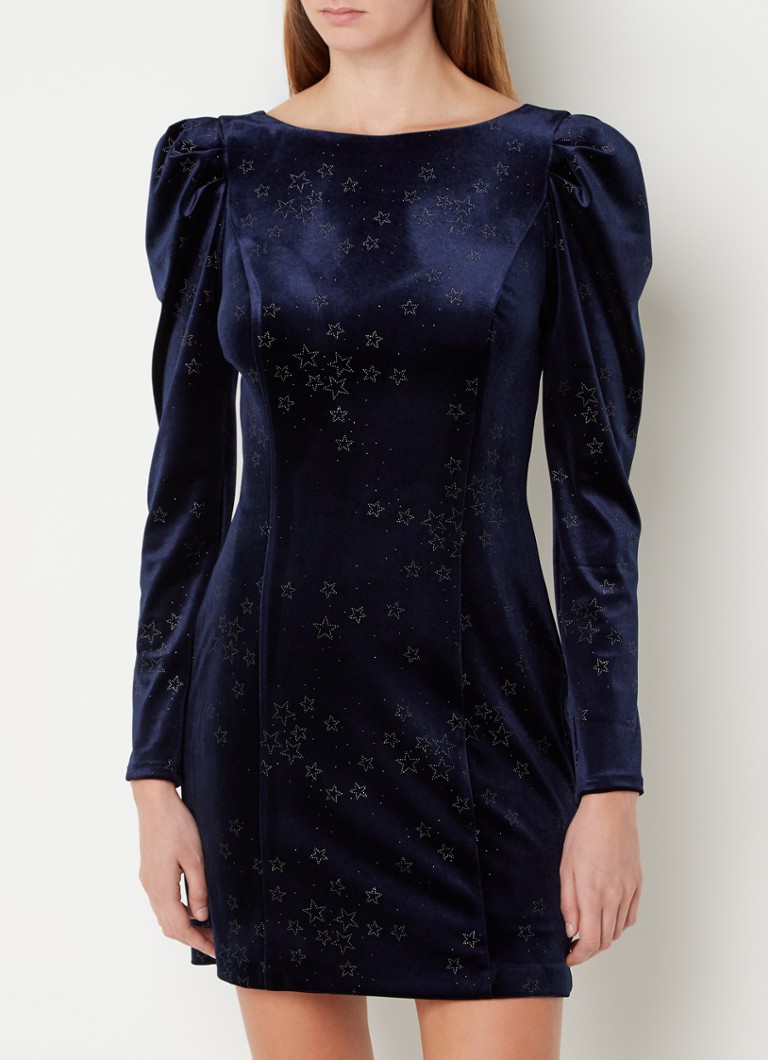 Phase Eight Daria velvet mini dress with puff sleeves and print