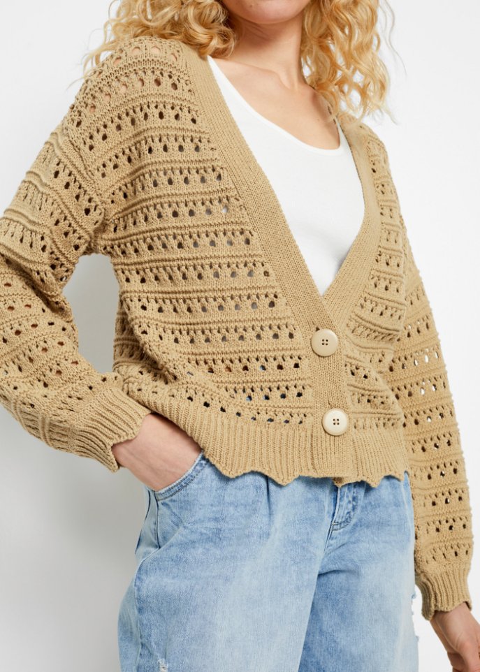 Cardigan mit Lochmuster