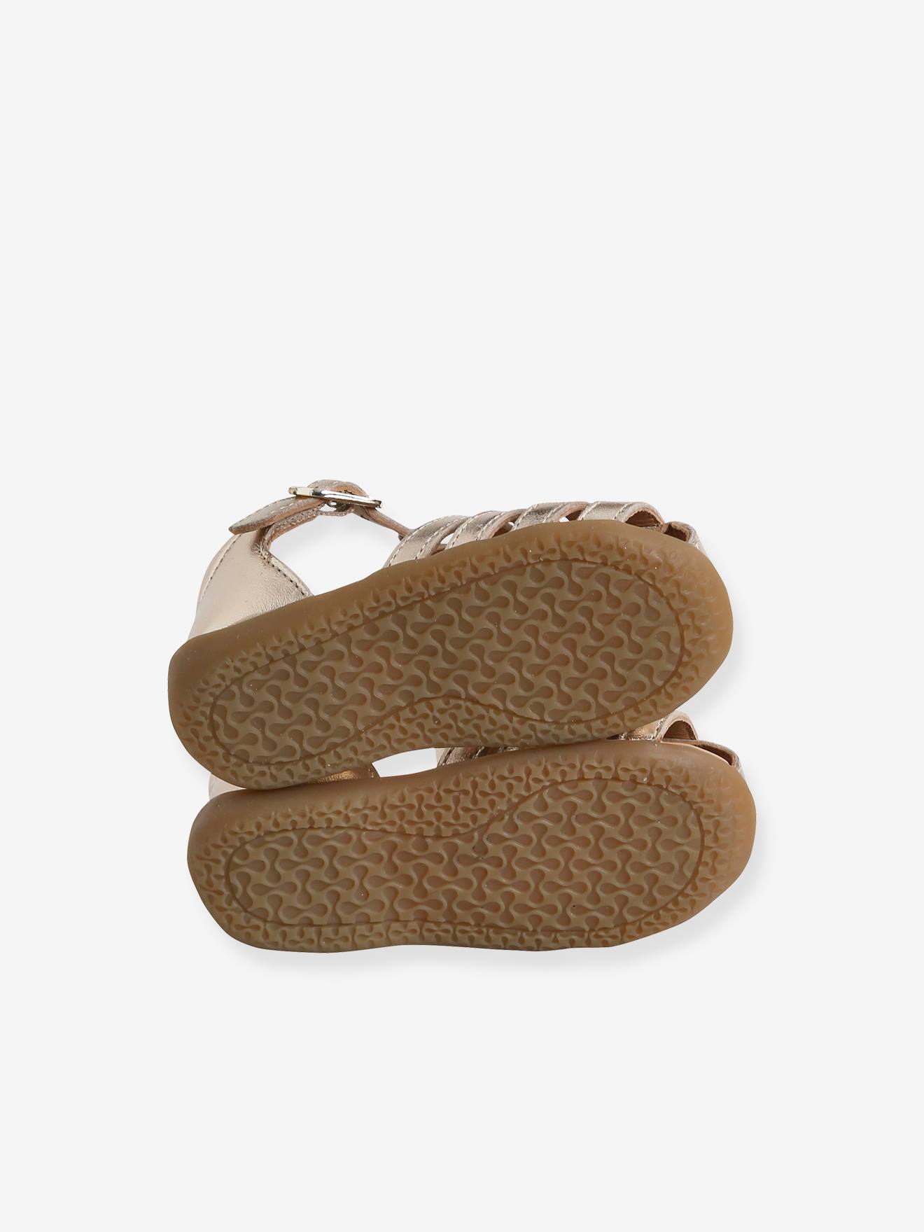 Sandales en cuir bébé fille bout fermé or