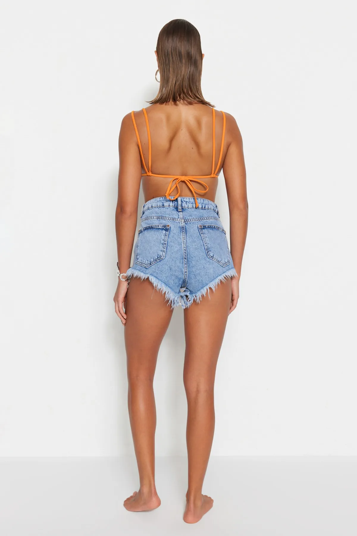Trendyol Collection  Shorts - Blau - Hoher Bund
