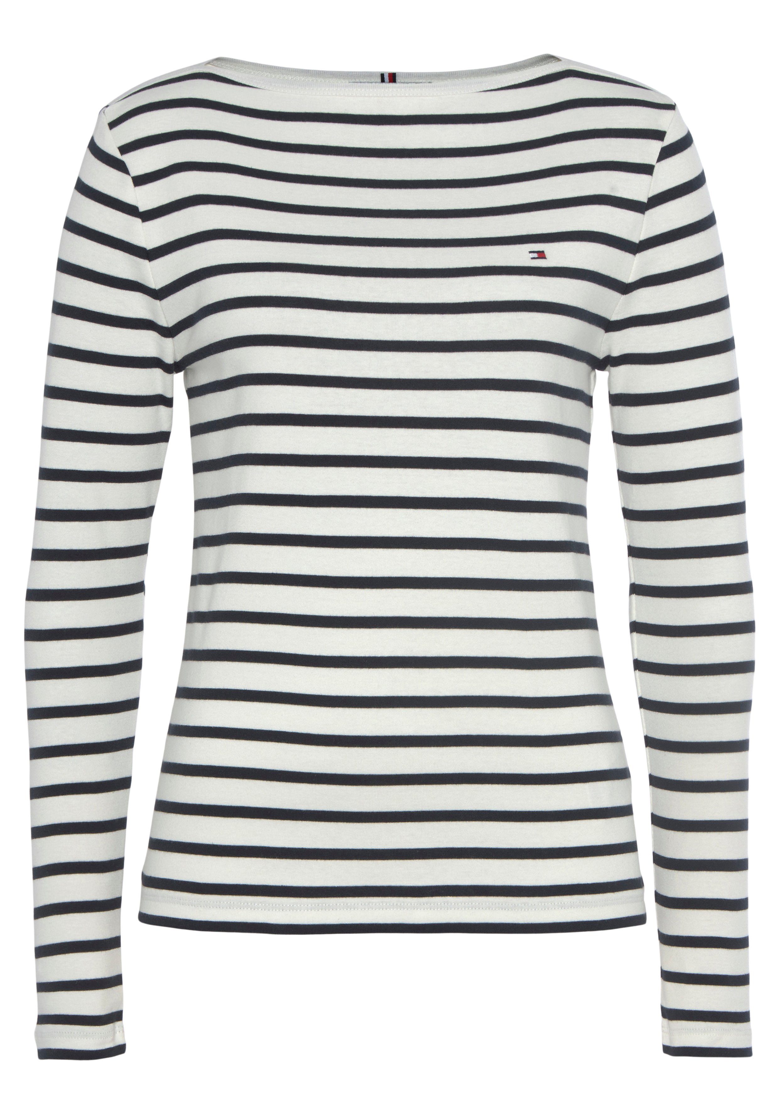 Tommy Hilfiger Langarmshirt SLIM CODY RIB SLASH-NK LS mit kleiner Logostickerei auf der Brust
