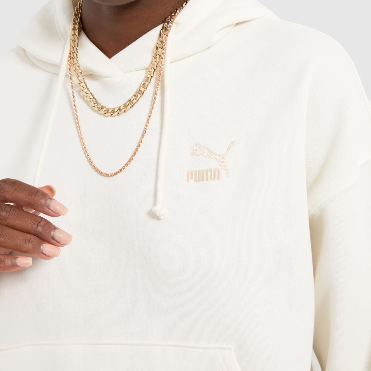 PUMA – Vit klassisk oversized huvtröja