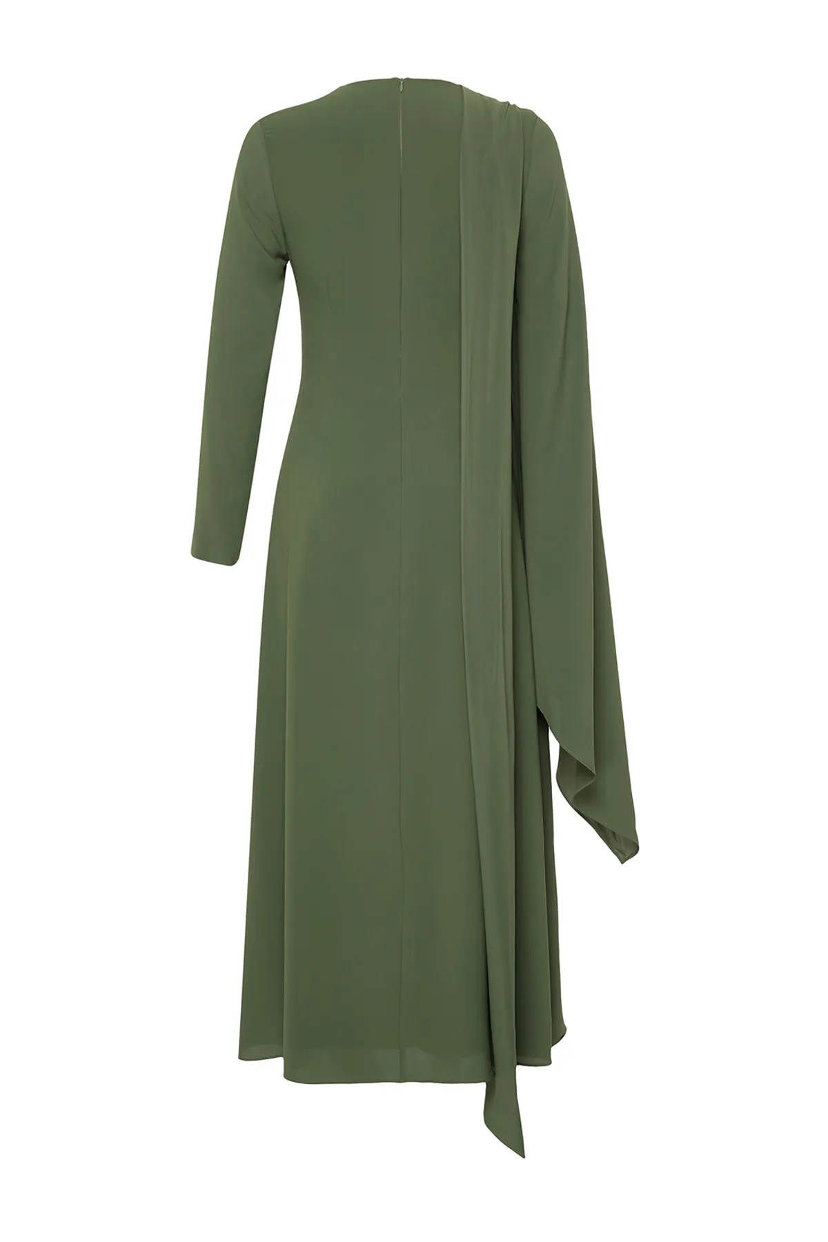 Trendyol Modest  Khakifarbenes Abendkleid mit Schalkragen TCTSS24DB00036