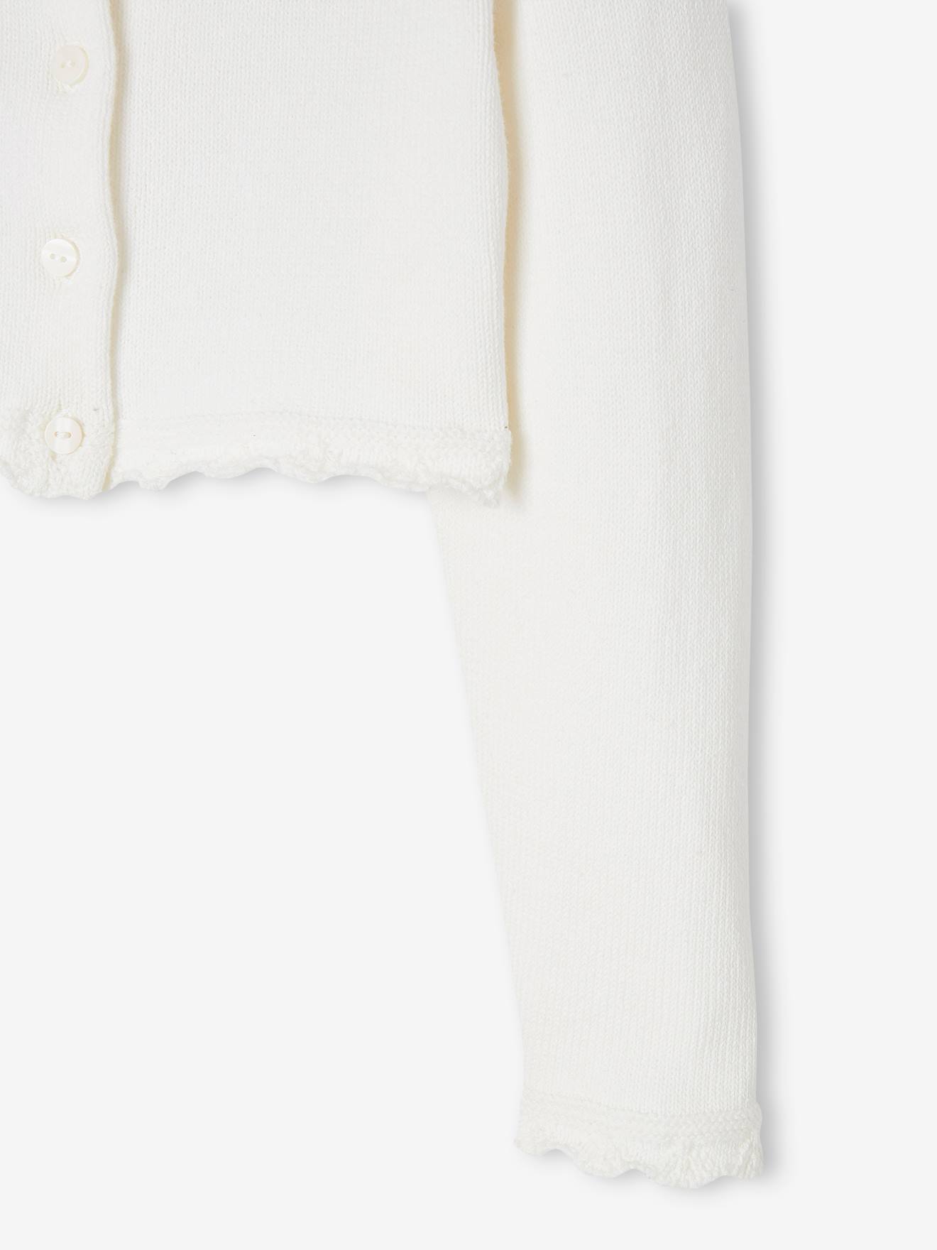 Gilet boléro fille en maille pointelle écru