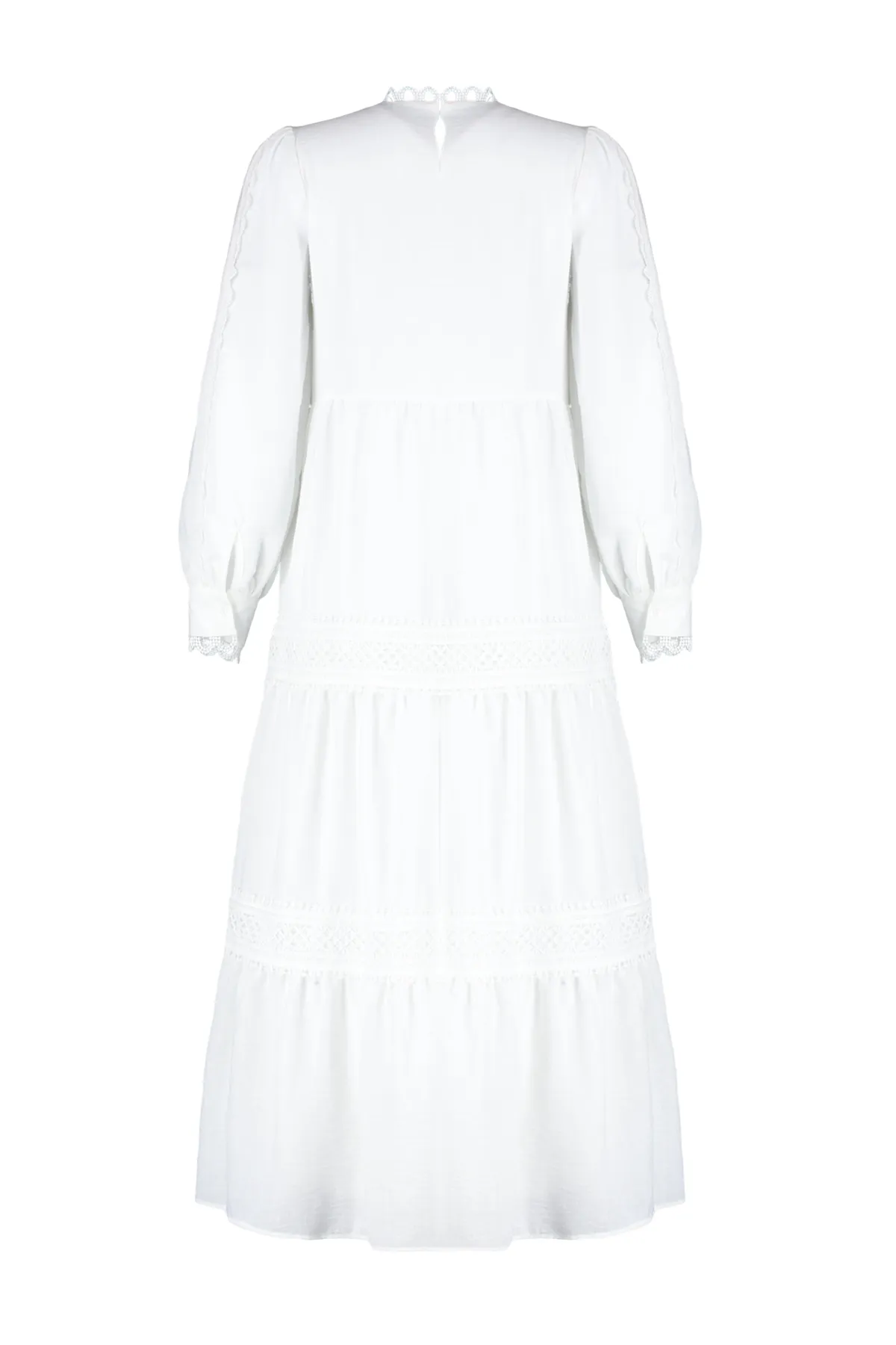 Trendyol Modest  Weißes, gefüttertes, besticktes, detailliertes Webkleid TCTSS24EB00178