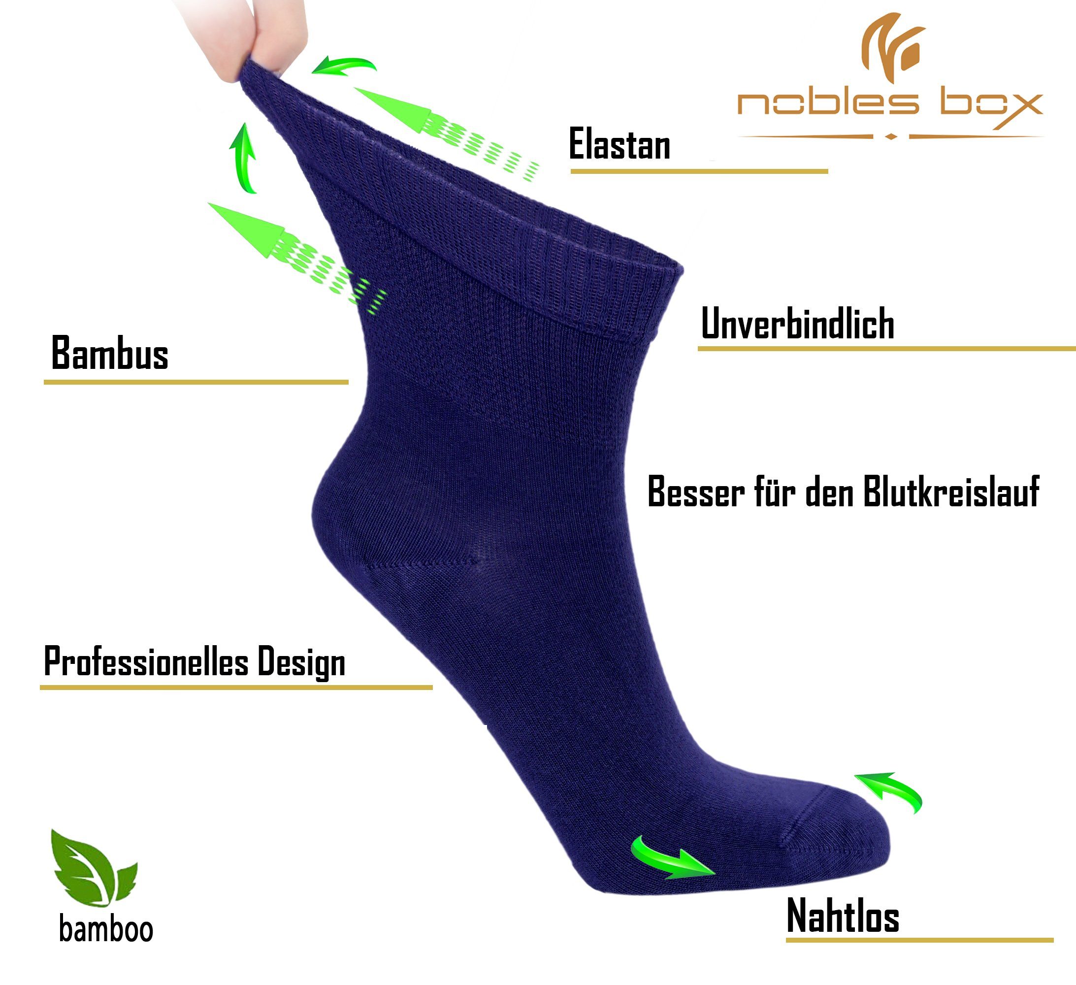 NoblesBox Diabetikersocken Damensocken (Beutel, 4 Paar) Bambussocken
