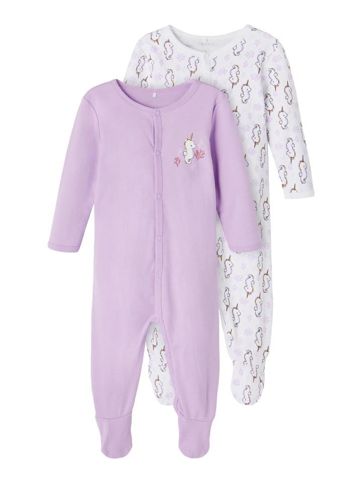 name it Baby Schlafanzug Einhorn für Mädchen mit Druckknopf in Lila günstig kaufen