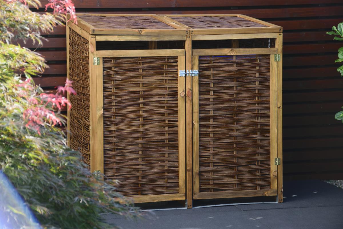 dobar Wetterfeste Doppel-Mülltonnen-Box aus Holz 240L