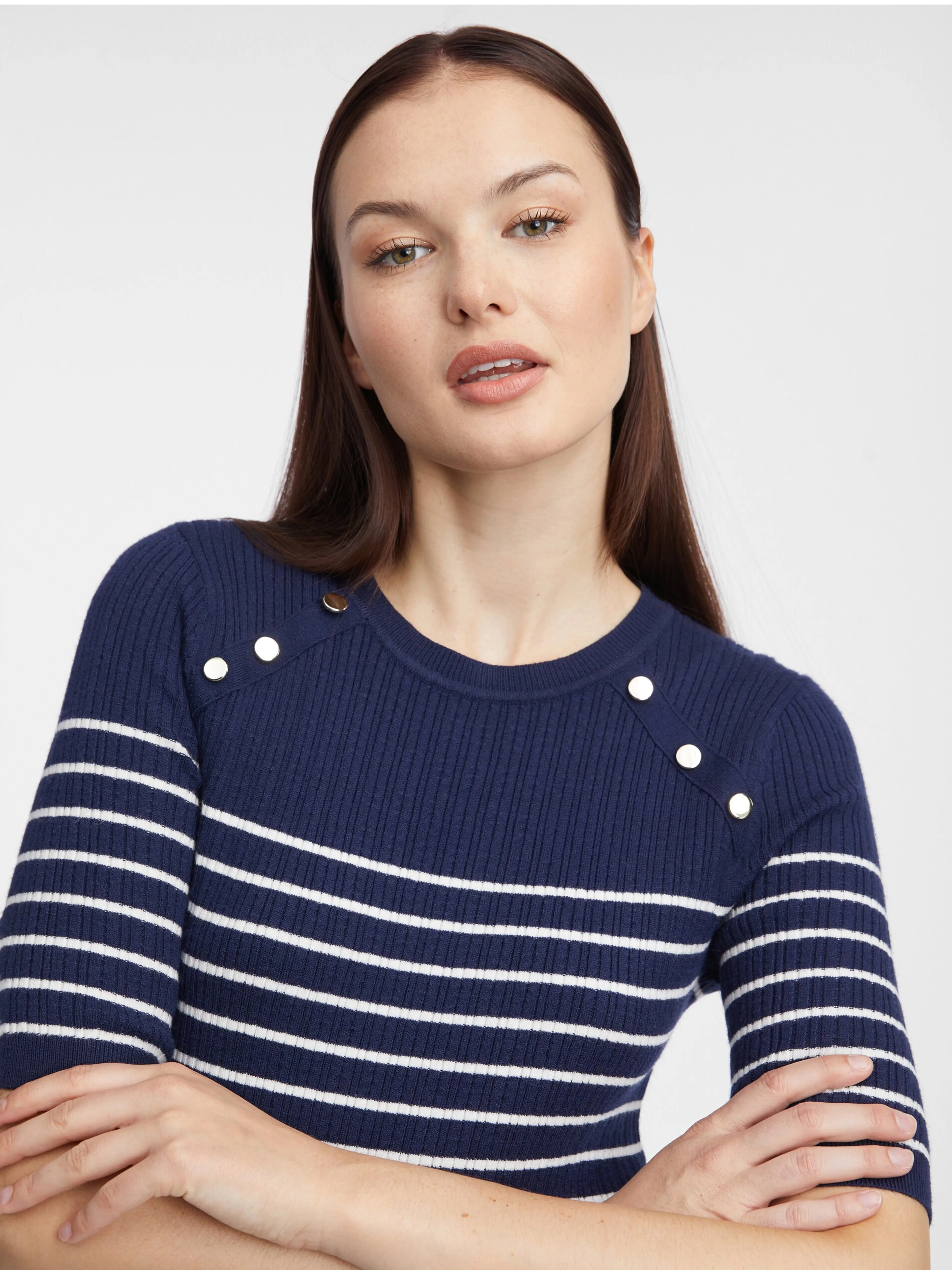 Dunkelblau gestreiftes Damen-Pulloverkleid ORSAY