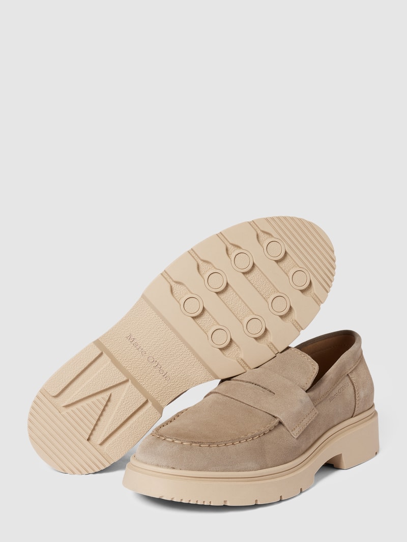 Loafer mit Ziernähten Modell 'Lars' in taupe