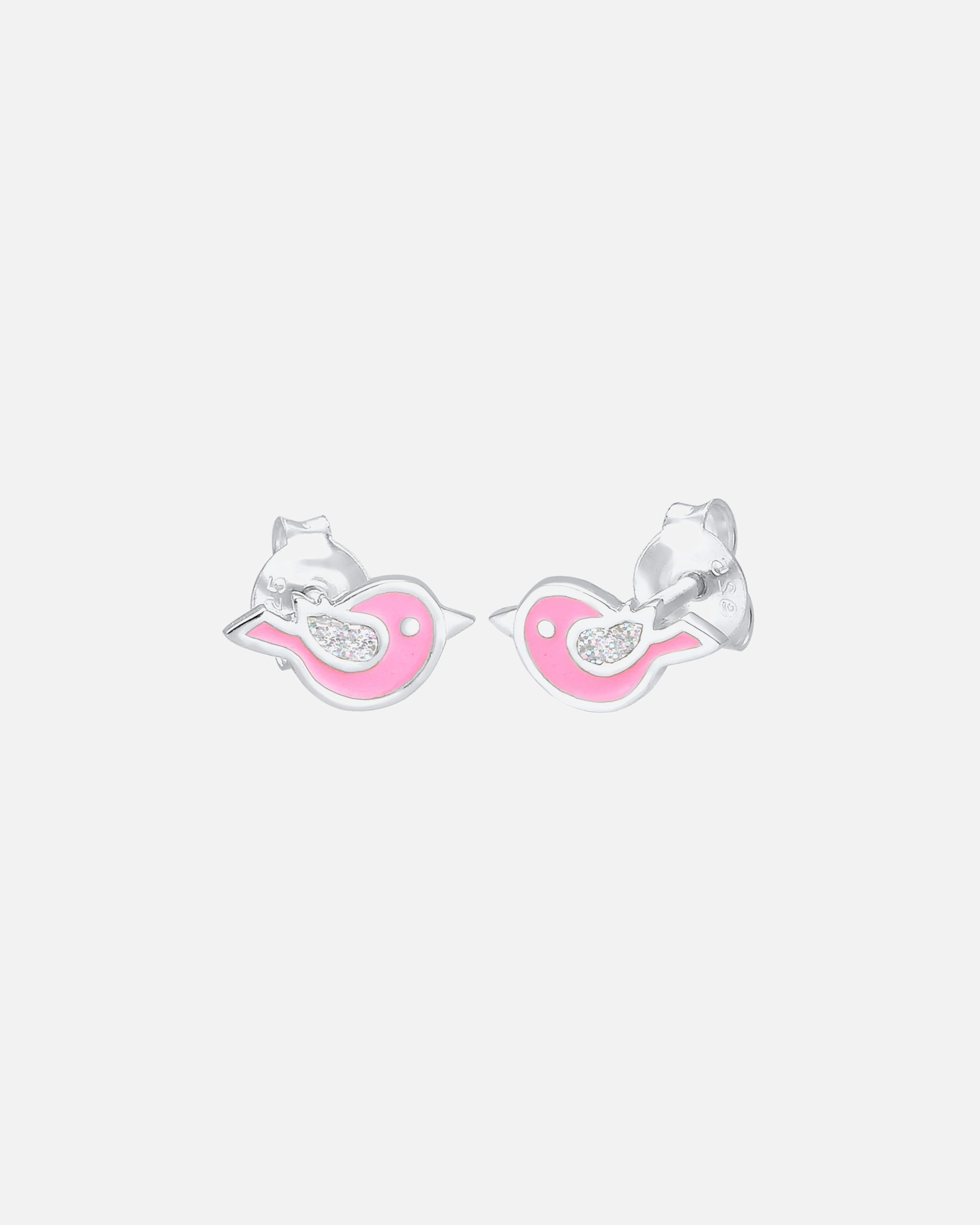 Orecchini a perno per bambini Elli con uccellini in smalto rosa - Argento 925/1000