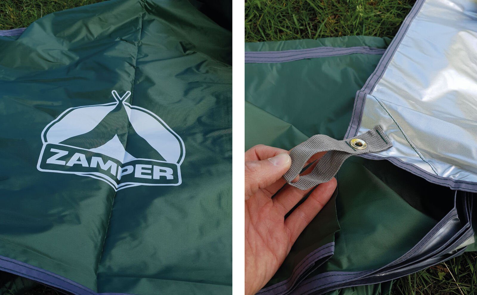 Zamper Tarp-Zelt Tarp Zeltplane 3x3m Wasserdicht – Camping Sonnensegel für Sonnenschutz, Personen: 2 (Zelt-Planen Set mit 6 Heringen und Abspannseilen), Wasserdichte 210D Oxford Ripstop Tarp Plane mit UV-Schutz